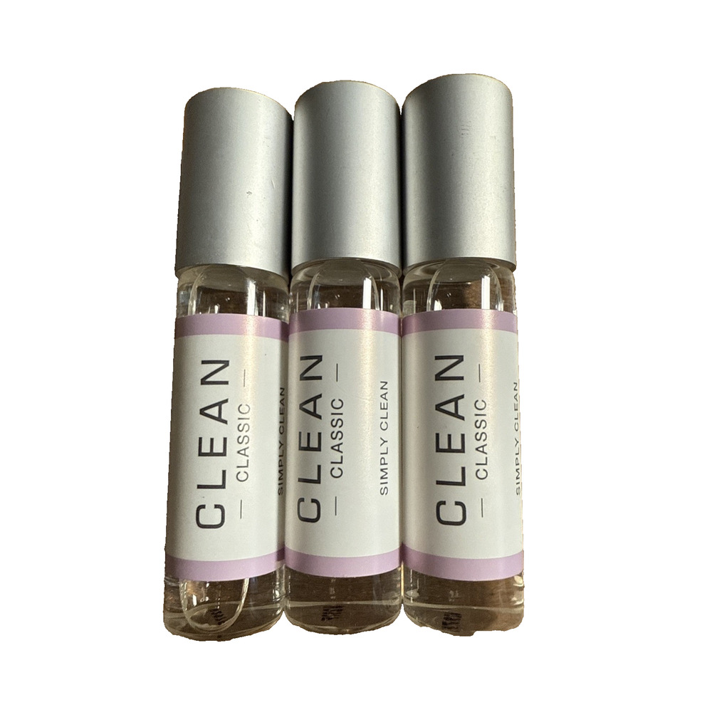 3 CLEAN Classic Simply Clean Eau De Parfum EDP MINI Rollerball .17 Oz Ea =.51 Oz